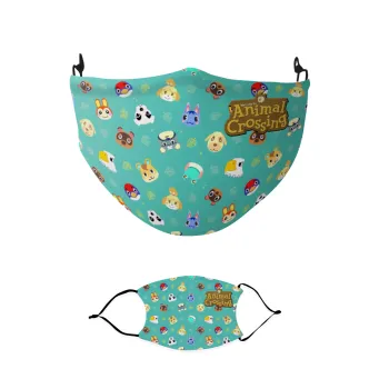 Animal Crossing, Μάσκα υφασμάτινη παιδική πολλαπλών στρώσεων με υποδοχή φίλτρου