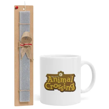 Animal Crossing, Easter Set, Ceramic Cup (330ml) & Easter aromatic flat candle (30cm) (GRAY)