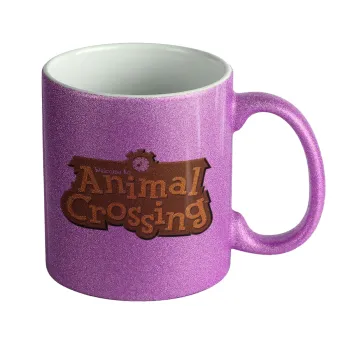 Animal Crossing, Κούπα Μωβ Glitter που γυαλίζει, κεραμική, 330ml