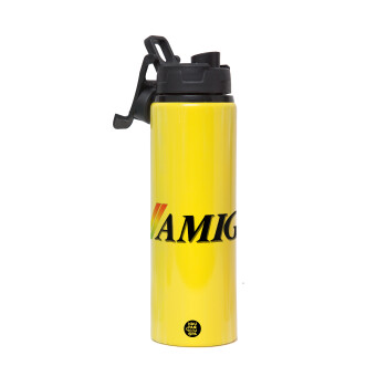 amiga, Metallic water bottle with safety lid, 850ml aluminum