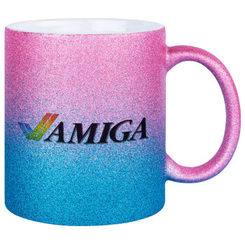 amiga, Κούπα Χρυσή/Μπλε Glitter, κεραμική, 330ml
