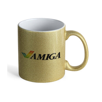 amiga, Κούπα Χρυσή Glitter που γυαλίζει, κεραμική, 330ml