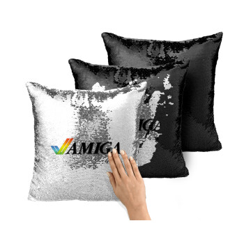 amiga, Μαξιλάρι καναπέ Μαγικό Μαύρο με πούλιες 40x40cm περιέχεται το γέμισμα