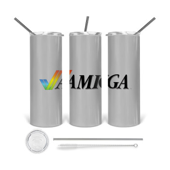 amiga, 360 Eco friendly stainless steel tumbler 600ml, with metal straw & cleaning brush