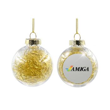 amiga, Transparent Christmas tree ball ornament with gold filling 8cm