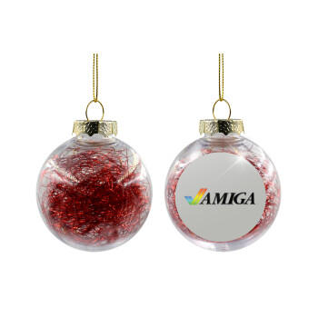 amiga, Transparent Christmas tree ball ornament with red filling 8cm