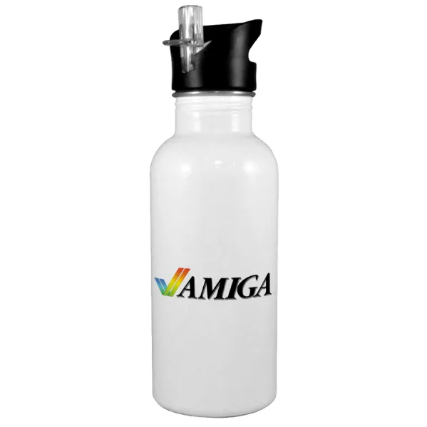 amiga — White water bottle with straw, stainless steel 600ml