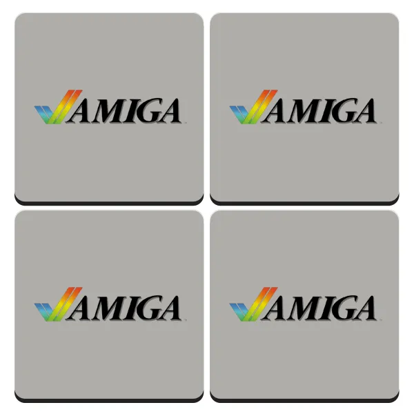 amiga — Set of 4 square wooden coasters (9cm)