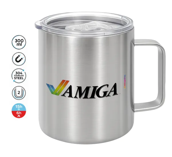 amiga — Double-walled stainless steel mug 300ml with temperature-retaining lid