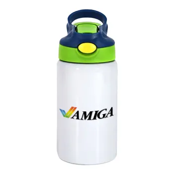 amiga, Παιδικό παγούρι θερμό, ανοξείδωτο, με καλαμάκι ασφαλείας, πράσινο/μπλε (350ml)