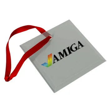 amiga, Christmas ornament, glass square ornament 9x9cm