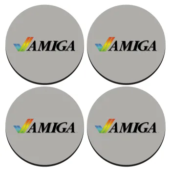 amiga, SET of 4 round wooden coasters (9cm)