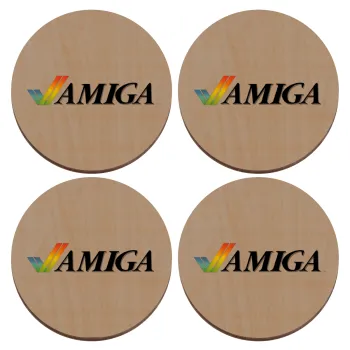 amiga, ΣΕΤ x4 Σουβέρ ξύλινα στρογγυλά plywood (9cm)