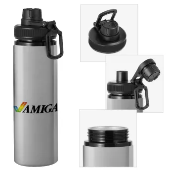 amiga, Metallic water bottle with safety cap, 850ml aluminum