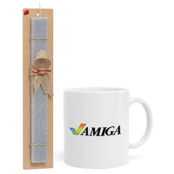amiga, Easter Set, Ceramic Cup (330ml) & Easter aromatic flat candle (30cm) (GRAY)