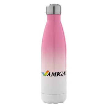 amiga, Metal mug thermos Pink/White (Stainless steel), double wall, 500ml