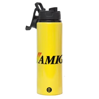 amiga, Metallic water bottle with safety lid, 850ml aluminum