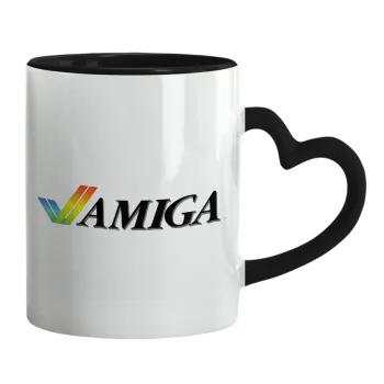 amiga, Mug heart black handle, ceramic, 330ml