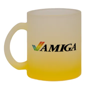 amiga, Κούπα γυάλινη δίχρωμη με βάση το κίτρινο ματ, 330ml