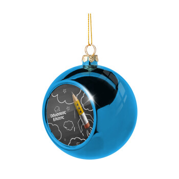 Back to school blackboard, Blue Christmas tree ball ornament 8cm