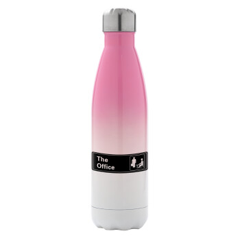 The office, Metal mug thermos Pink/White (Stainless steel), double wall, 500ml