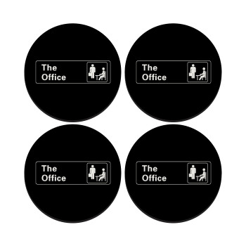 The office, SET of 4 round wooden coasters (9cm)