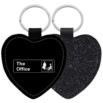 The office, Μπρελόκ PU δερμάτινο glitter καρδιά ΜΑΥΡΟ