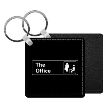 The office, Μπρελόκ Δερματίνη, τετράγωνο ΜΑΥΡΟ (5x5cm)