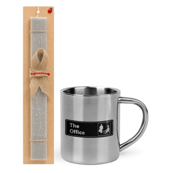 The office, Easter Set, metallic thermal cup (300ml) & Easter aromatic flat candle (30cm) (GRAY)