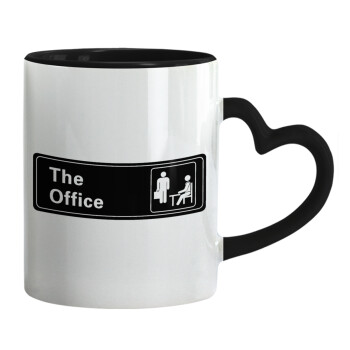 The office, Mug heart black handle, ceramic, 330ml