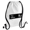 Backpack pouch GYMBAG white, with pocket (40x48cm) & thick cords