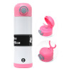 Children's hot water bottle, stainless steel, with safety straw, PINK (500ml)