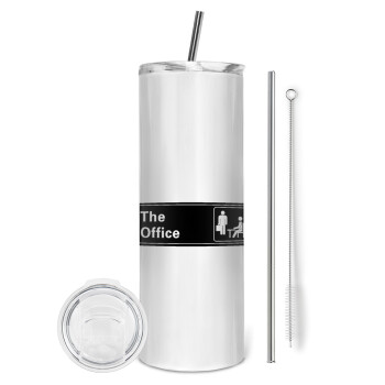 The office, Eco friendly stainless steel tumbler 600ml, with metal straw & cleaning brush