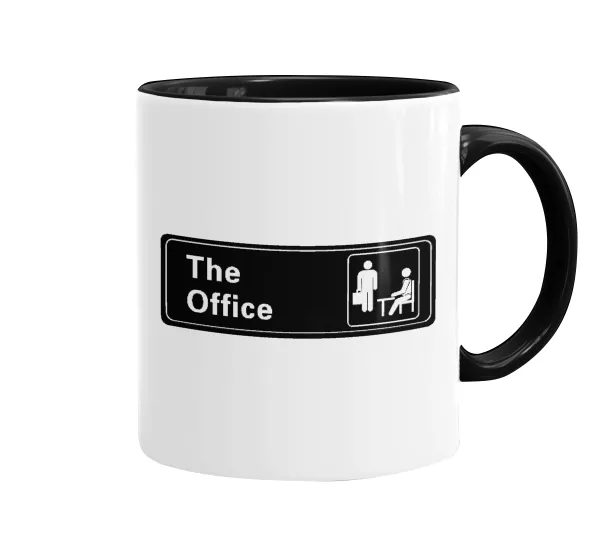 The office — Κούπα χρωματιστή μαύρη, κεραμική, 330ml