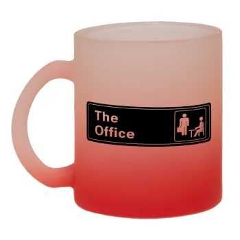 The office, Κούπα γυάλινη δίχρωμη με βάση το κόκκινο ματ, 330ml