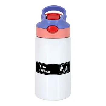 The office, Children's hot water bottle, stainless steel, with safety straw, pink/purple (350ml)