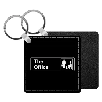 The office, Μπρελόκ Δερματίνη, τετράγωνο ΜΑΥΡΟ (5x5cm)