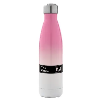 The office, Metal mug thermos Pink/White (Stainless steel), double wall, 500ml
