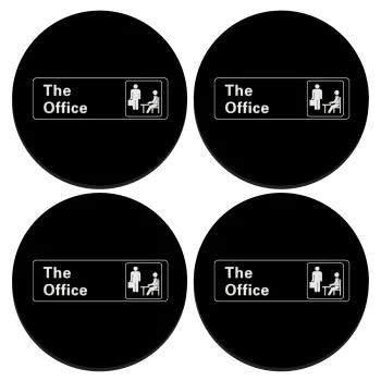 The office, SET of 4 round wooden coasters (9cm)