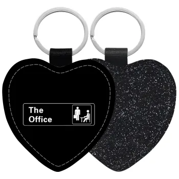 The office, Μπρελόκ PU δερμάτινο glitter καρδιά ΜΑΥΡΟ