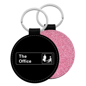 The office, Μπρελόκ Δερματίνη, στρογγυλό ΡΟΖ (5cm)