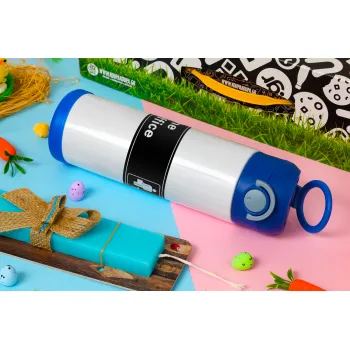 The office, Πασχαλινή Λαμπάδα με Παιδικό παγούρι θερμό, ανοξείδωτο, με καλαμάκι ασφαλείας, ΜΠΛΕ (500ml)