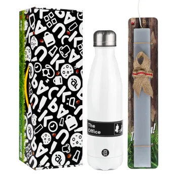 The office, Easter candle, metallic white thermos bottle (500ml) & aromatic flat candle (30cm) (GRAY)