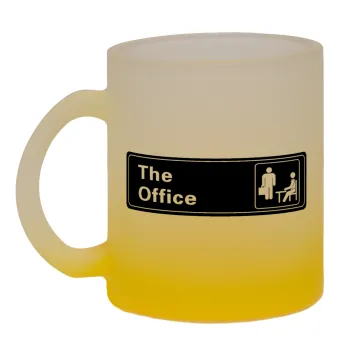 The office, Κούπα γυάλινη δίχρωμη με βάση το κίτρινο ματ, 330ml