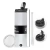 Travel Tumbler θερμό με διπλό καπάκι, μεταλλικό καλαμάκι και βούρτσα καθαρισμού (Ανωξείδωτο 304 Food grade, BPA free, 600ml)