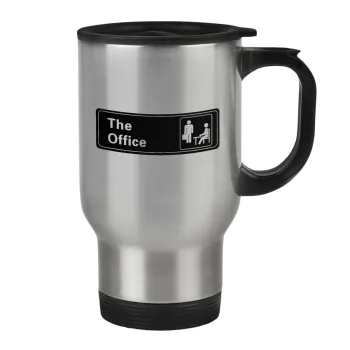The office, Stainless steel travel mug with lid, double wall 450ml