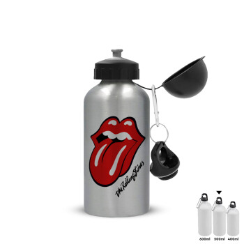 The rolling stones, Μεταλλικό παγούρι νερού, Ασημένιο, αλουμινίου 500ml