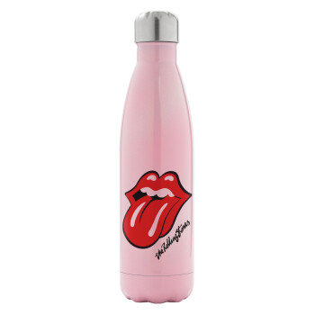 The rolling stones, Metal mug thermos Pink Iridiscent (Stainless steel), double wall, 500ml