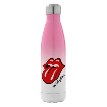 The rolling stones, Metal mug thermos Pink/White (Stainless steel), double wall, 500ml