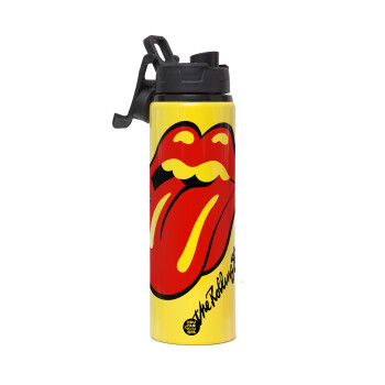 The rolling stones, Μεταλλικό παγούρι νερού με καπάκι ασφαλείας, αλουμινίου 850ml